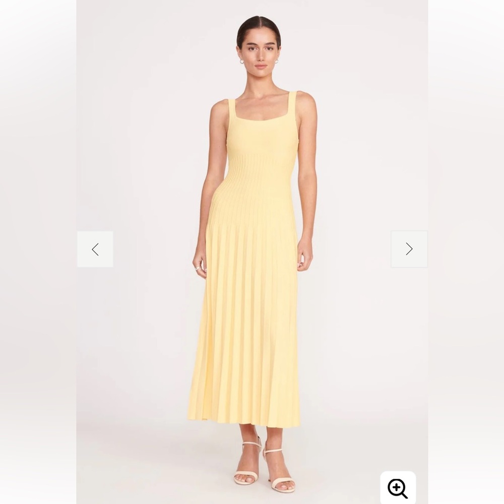 Staud Ellison Dress in Lemon Drop / Butter Yellow Midi Dress